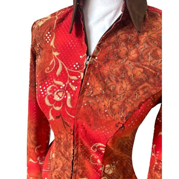 VINTAGE Y2K RARE EQUESTRIAN HOBBY HORSE WESTERN SEQUIN FLORAL JACKET XSMALL #11 - Picture 3 of 4